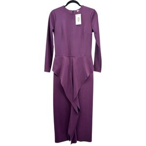 FEM Women's Purple Long Sleeve Midi Dress - Size‎ Medium